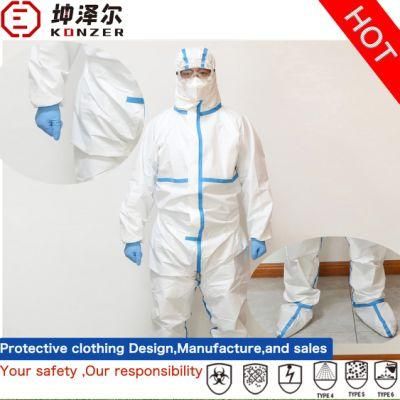 ISO13485 White Non Woven Microporous Film Medical Disposable Protective Garments