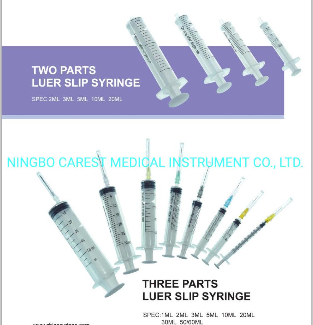 Disposable Luer Slip Hypodermic Syringe with or Without Needle