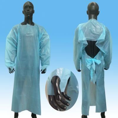 Medical Supplies Disposable Plastic Waterproof Apron, Industrial/Medical PE Apron with Long Sleeves