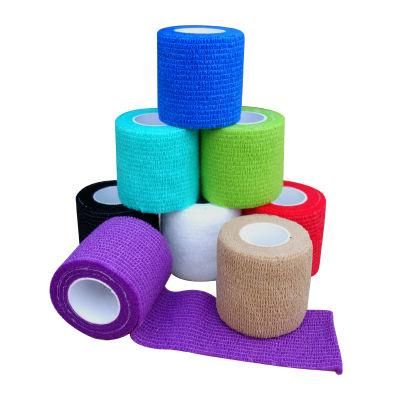 Sports Cotton Compressed Gauze Self Adhesive Tape Rolls Pain Relief Wrinkle Elastic Tubular Bandage