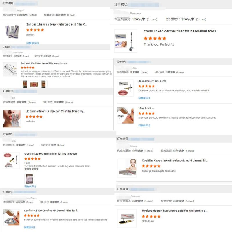 Hyaluronic Acid Deep Filler/Derm/Deep/Ultra Cosfiller Deep Use for Body/Face Eyes/Lips/Nasolabial/Breast/Buttock Dermal Filler