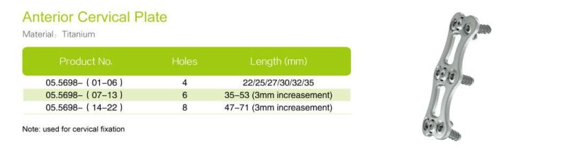 Spine System Anterior Cervical Plate Polyaxial Screw OEM