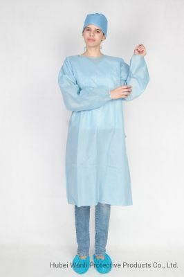 PP Non Woven Surgical Gown Blue Disposable Isolation Gown for Hospital SMS