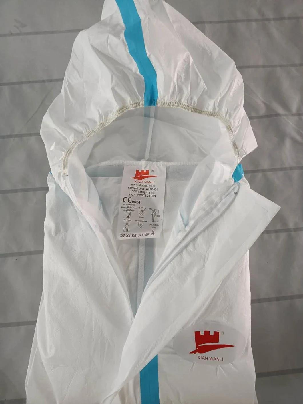 Hot Selling Type4b Type5b Type6b En14126 Microporous Protective Clothing Safety Medical Use Disposable Coverall