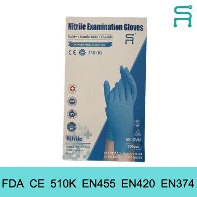 510K En455 Disposable Powder Free Nitrile Medical Examination Gloves