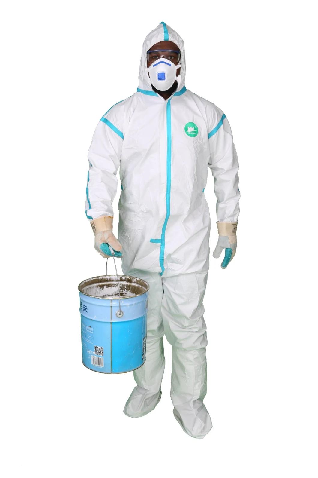 Type 4/5/6 Coverall Against Infectious Agent Biological En14126 Protective Coveralls Hazard Protection Coverall Isolation Gown Disposable