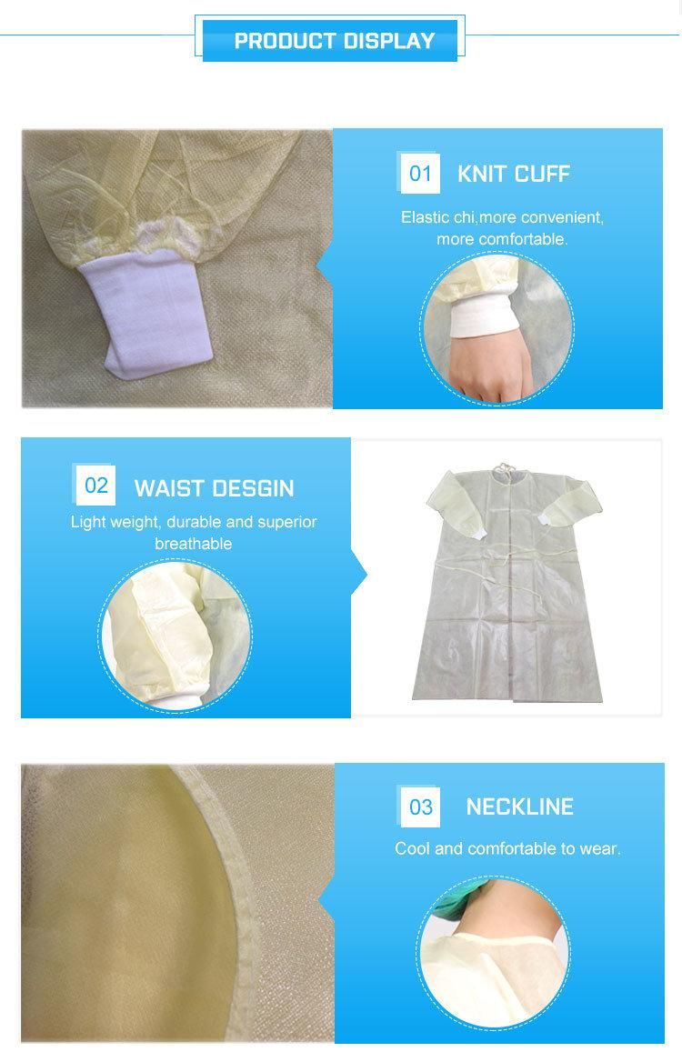 Disposable Colorful Isolation Gown for Surgical