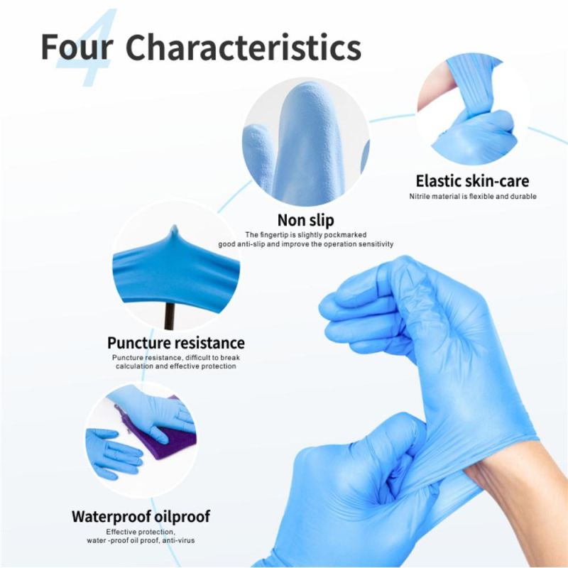 High Quality Disposable Blue Powder Free Nitrile Glove Multi Use Protective Nitrile Gloves with CE Certificate