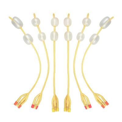 3 Way 100% Silicone Coated Latex Foley Catheter with Double Balloon