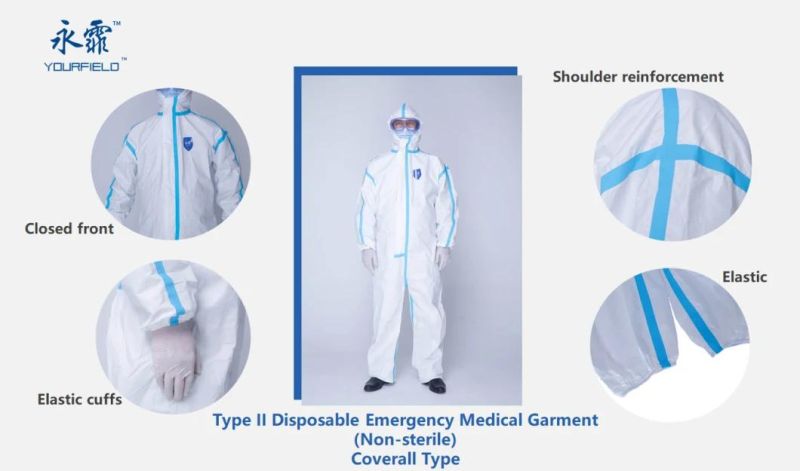 Factory Stock Disposable Emergency Medical Coverall Garment