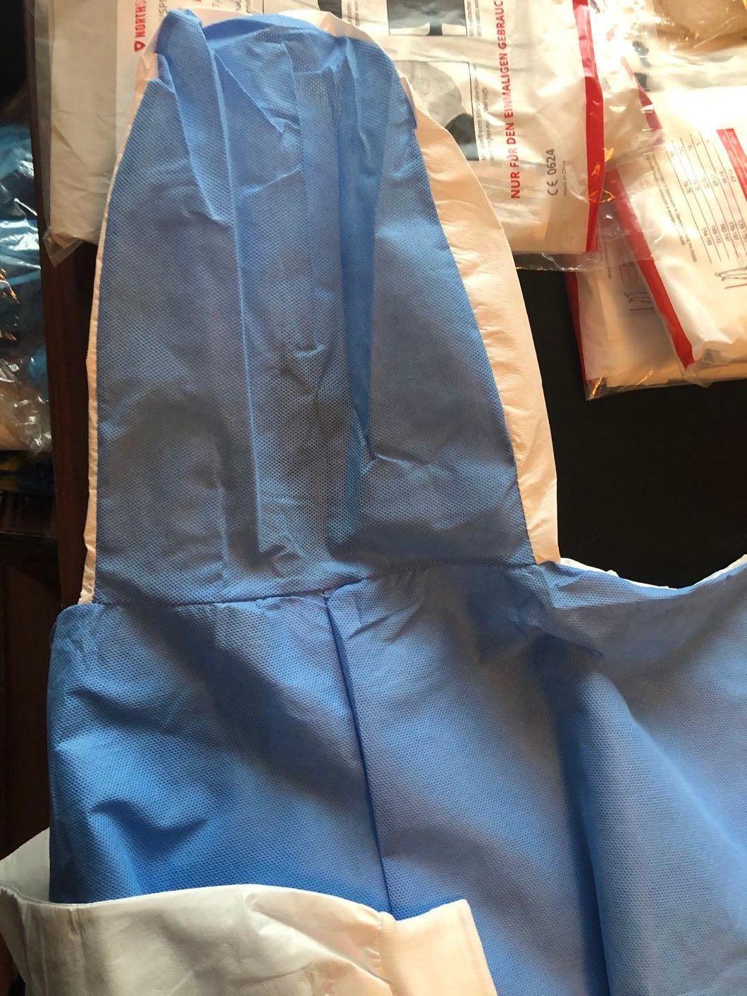 CE Certified Type 5/6 Microporous Coverall Combined with SMS Blue on The Back