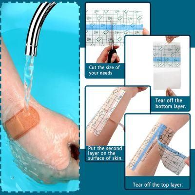 Transparent Stretch Adhesive Bandage Waterproof Transparent Film Dressing Bandages 4 X 4 Inches