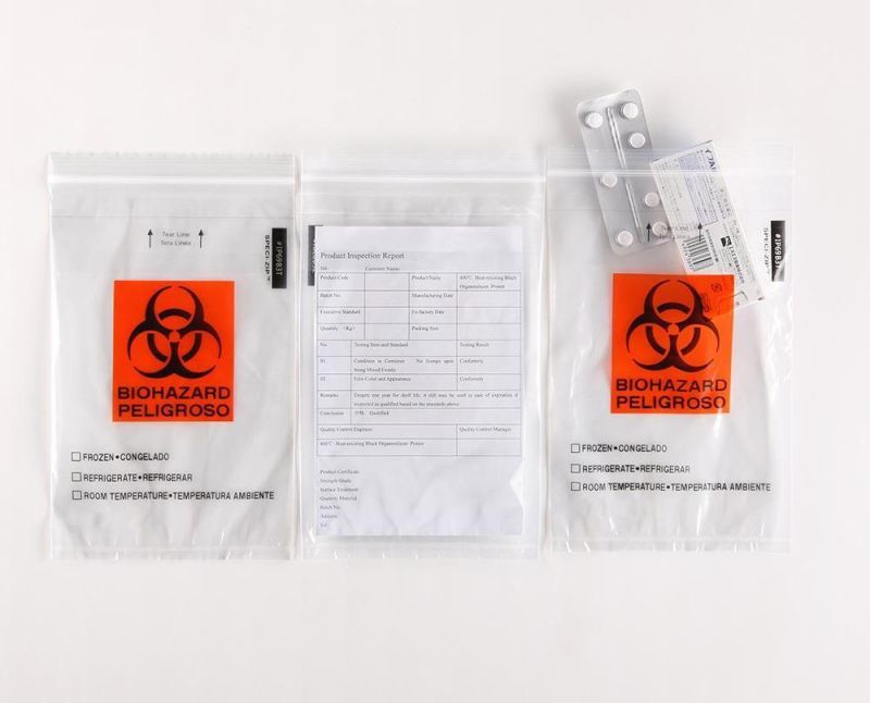 Triple Medical Un3373 Transparent Transport 95kpa Absorbent Sealed Zip Specimen Collection Bag with Pouch