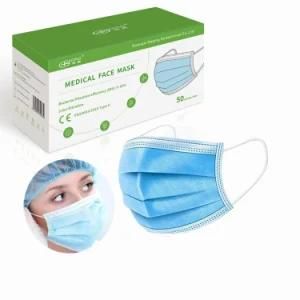 Medical Blue Flat Disposable Mask with High Quality CE Certification Non-Woven No Sterilization Bef98+ Earloop Surgical Use Personal Use