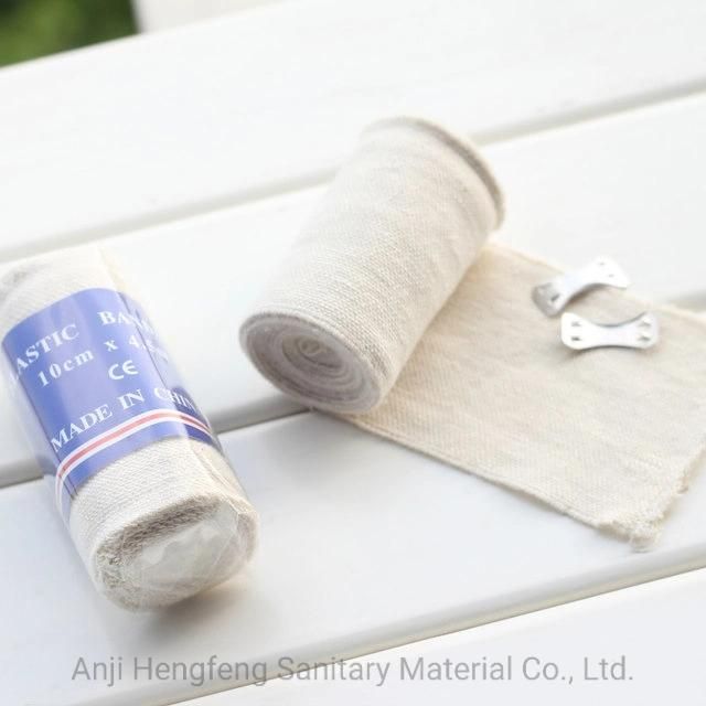 Free Sample Hf B-1 Elastic Plain Bandage with Metal Clips Hot Sale Woven Edge