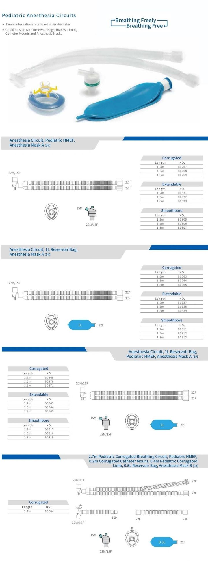 Free Samples Single Limb Breathing Circuit Breathing for Ventilators