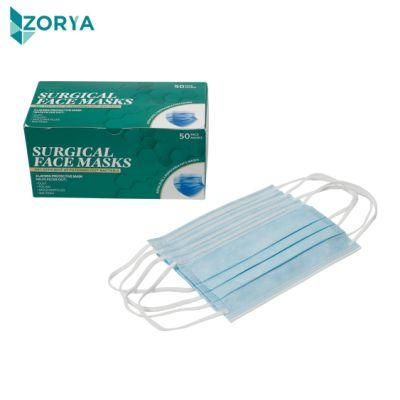 High Performance Disposable 3 Ply Full Certificates Tested by International Groups Flat Earloop Surgical Mask