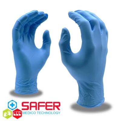 Dark Blue Disposable Nitrile Gloves Wit En374