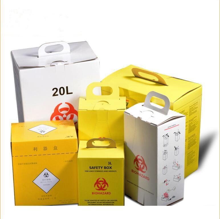 Medical Hospital Biohazard Cardboard Paper Safety Box Sharp Container for Syringe and Needle