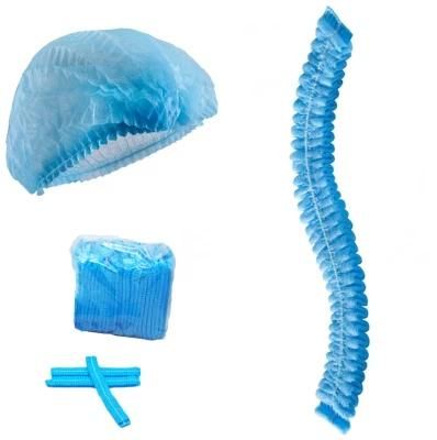 Disposable PP Non Woven Strip Clip Cap Bouffant Head Cover Hair Net Surgical Doctor Hat Round Mob Cap