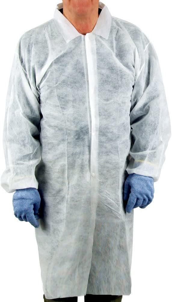 Disposable Medical White Labcoat Non Woven Made with Button