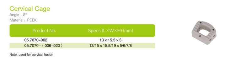 Peek Cage Lumbar Cage, Plif & Tlif Cage Factory Supply