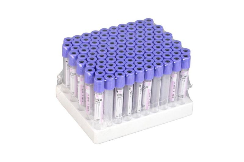 Medical Disposable Purple Cap Vacuum Blood Collection Pet Glass EDTA K2 K3 Tube