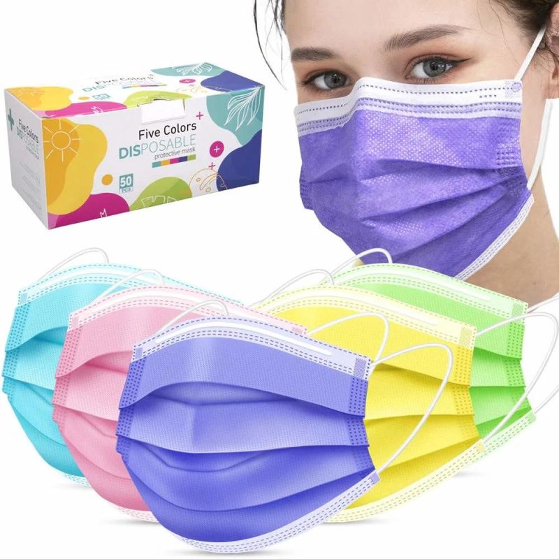 Wholesale Multi Colors 3 Ply Masker Face Disposable Earloop Disposable Face Mask Hot Sale Products