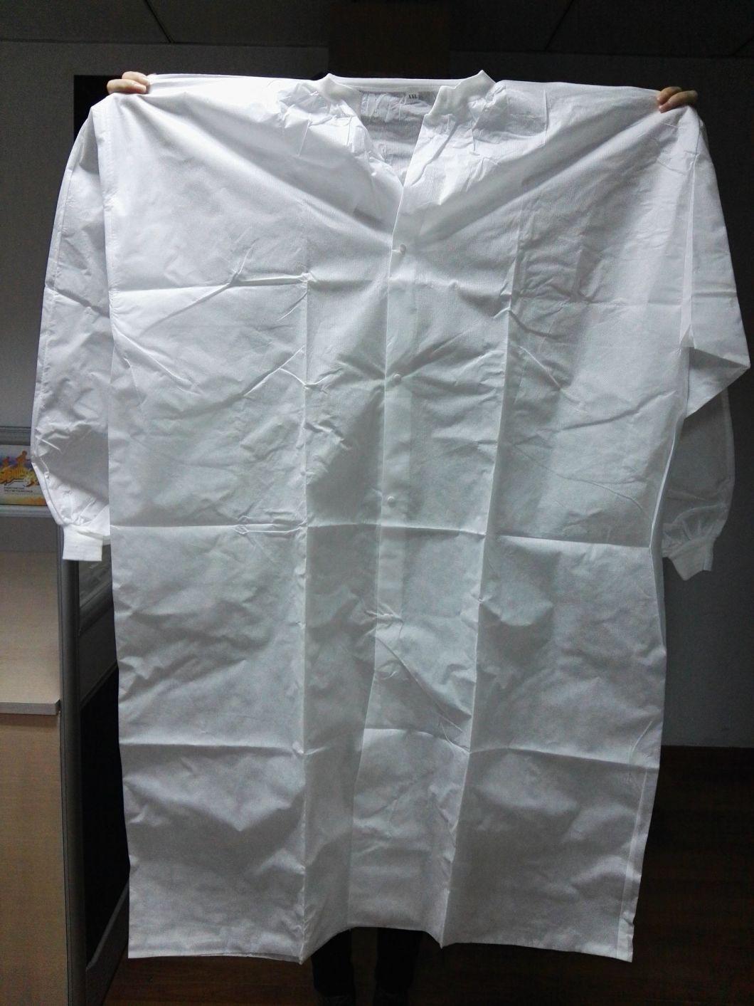 Cheap Surgical Disposable Spp Labcoat with 4 Press-Buttons