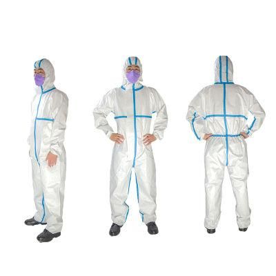 Non Sterilized Type 5b 6b Disposable Medical Protective Clothing Hooded Coverall En14126 Free Sample Provided