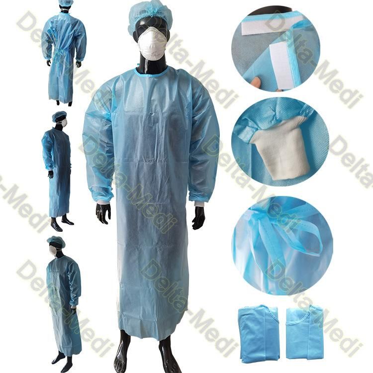 AAMI Level 2 Level 3 PP Coated PE Film Disposable Isolation Gown