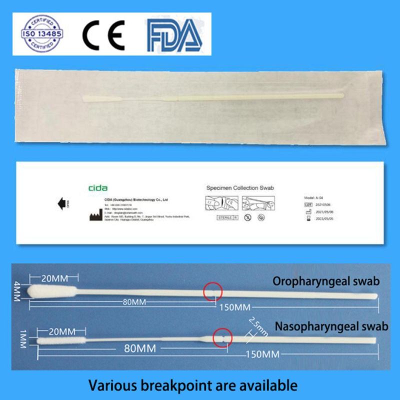 Disposal Medical Equipment Flocking Specimen Collection Sampling Swab with Vtm