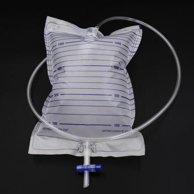 2000ml Cross Valve Disposable Urinary Bag Urine Drainage Bag with T-Valve