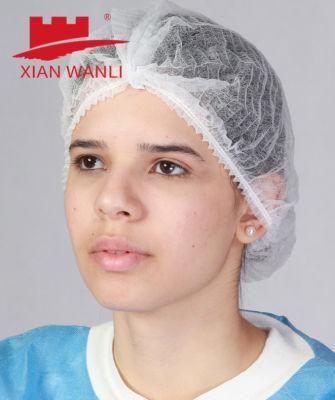 China Disposable PP Non Woven Strip Clip Cap Bouffant Head Cover Hair Net Hat Round Mob Cap