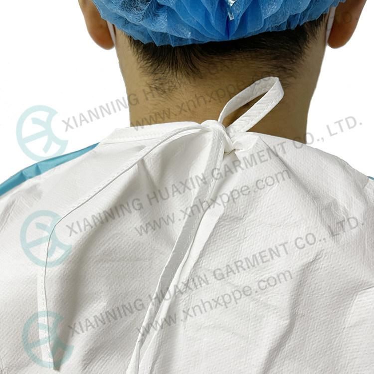 Tg Type Pb4b AAMI Level 3 Taped Seam White Microporous Disposable Protective Apron Surgical Gown Waterproof Medical Use Isolation Gown