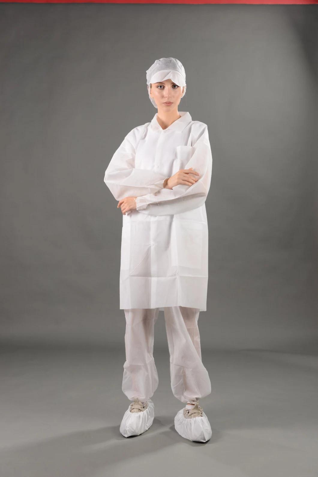 PP/PP+PE/SMS/SMMS Non Woven Disposable Lab Coats Visit Gown