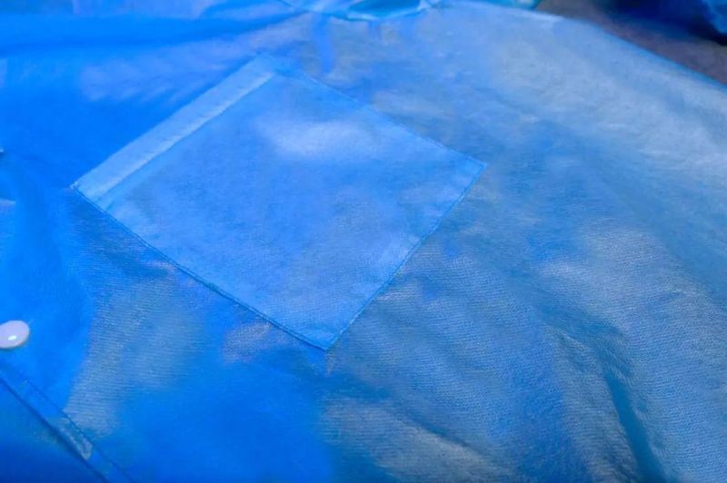 Disposable Lab Coat Type Isolation Blue Visitor Gown PP+PE Non-Woven Fabric 45g