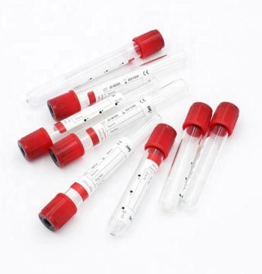 Medical Disposable Red Cap 13*100mm Vacuum Plain Blood Collection Tube for Adult with CE ISO