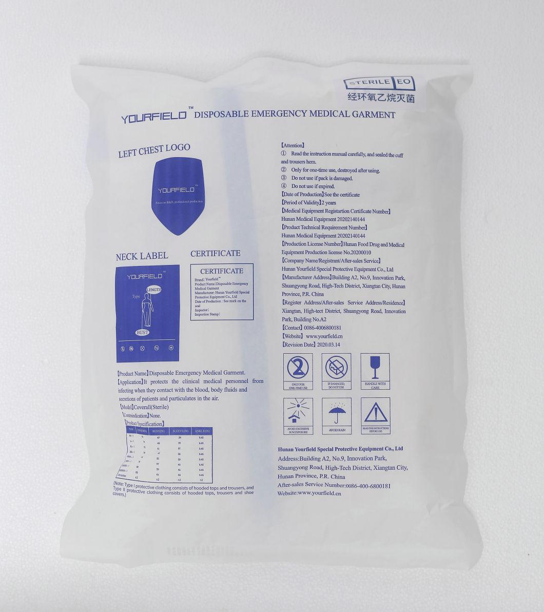 75GSM Sterile Disposable Medical Protective Coverall with Boot Cover