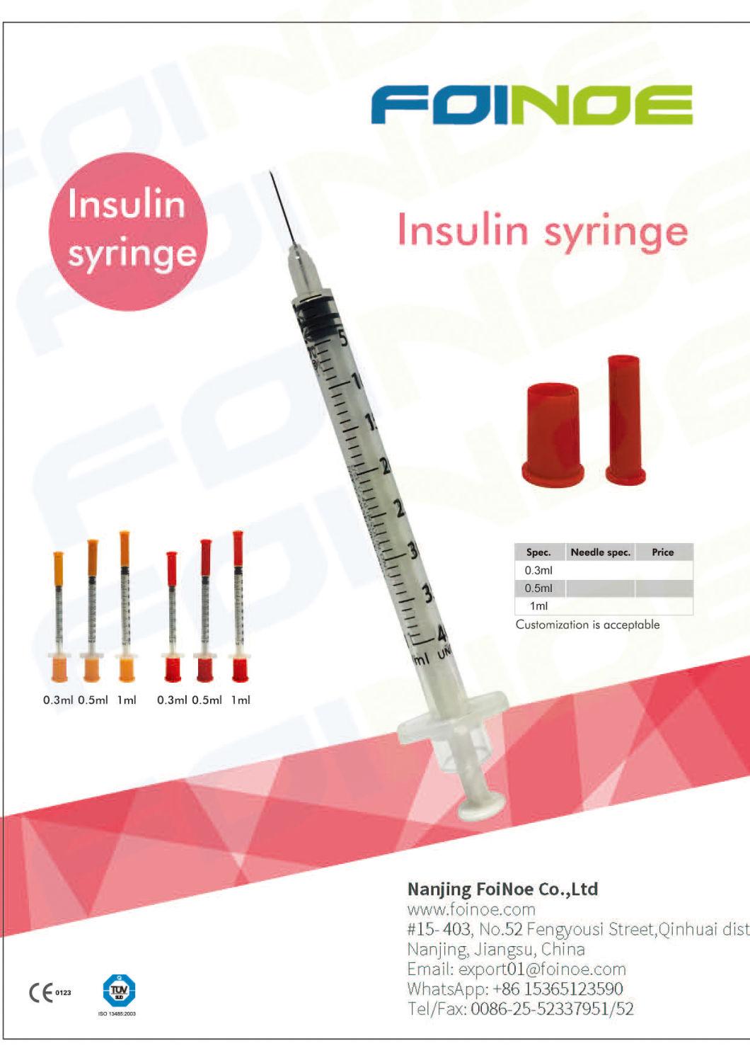 1ml 0.3ml 0.5ml Plastic Disposable Medical Injection Insulin Syringe with Needles Manufacturers