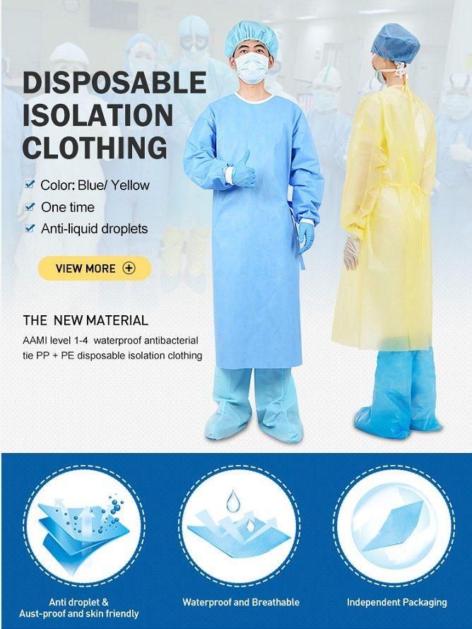 PP+PE AAMI Level1 -3 Non-Sterile Ultrasonic Protective Surgical Gown