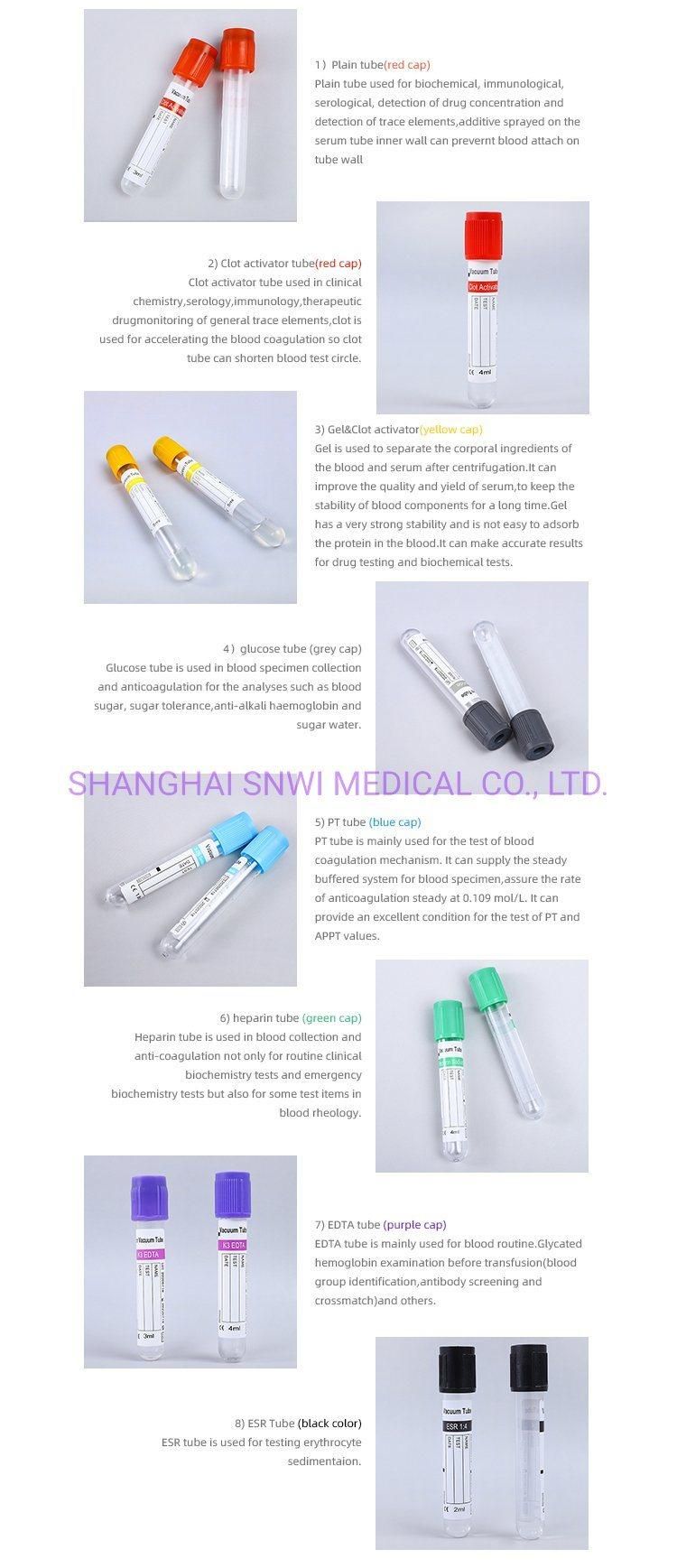 Disposable Medical Supplies Purple Cap Vacuum Pet or Glass EDTA K2 K3 Blood Collection Tube with CE ISO Certificate