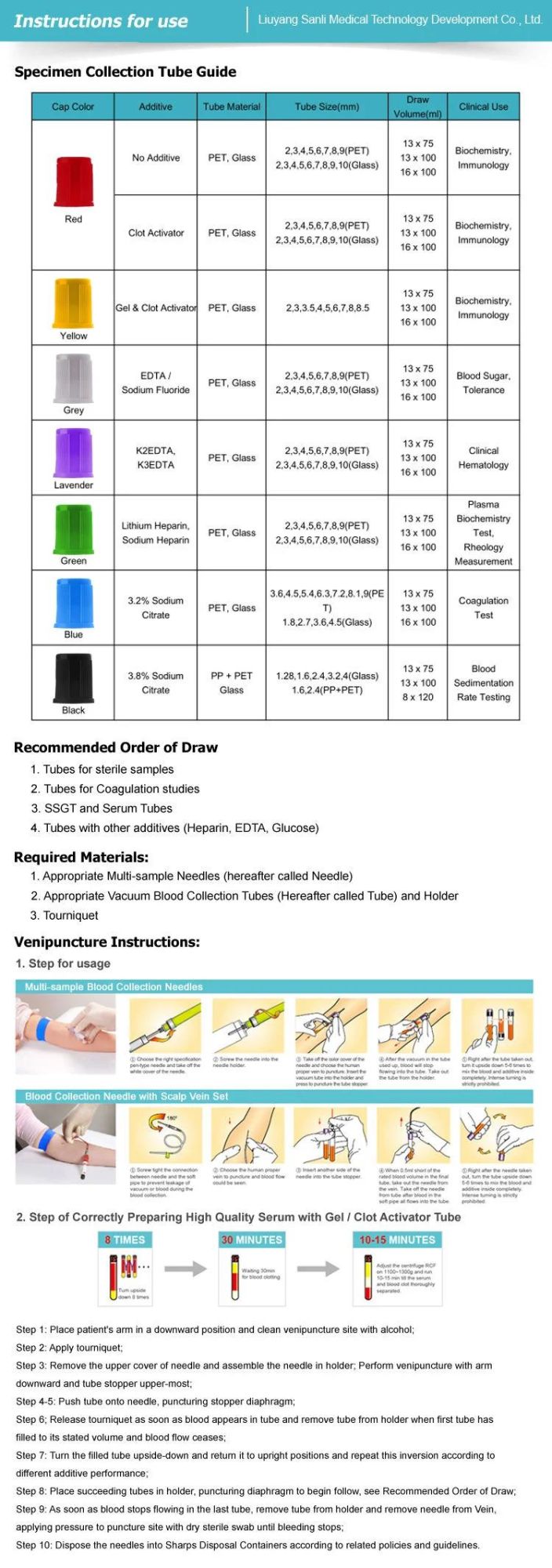 Vacuum Blood Collection Tube for Single Use 2-10ml 13*75/13*100/16*100mm