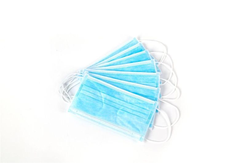 Disposable Medical Mask Earloop Blue Waterproof Face Mask 17.5cm X 9.5cm