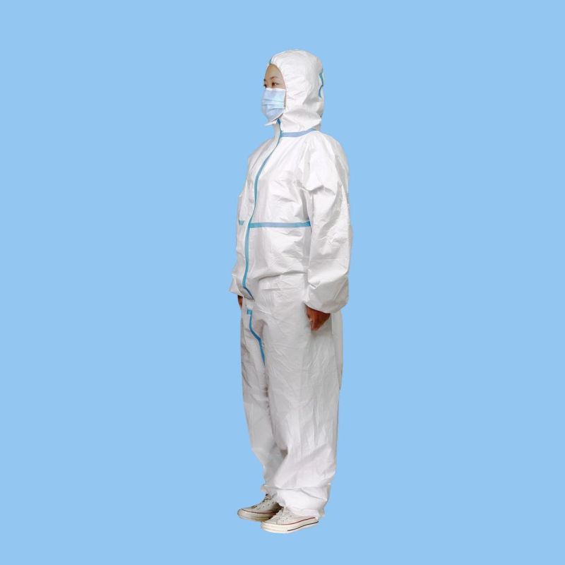 Blue White, Disposable, Customized, Size 180mm, 185mm, Medical, Safety, Hospital, Protective, PP, Coverall