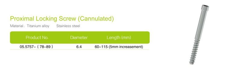 Custermized Product Femoral Interlocking Intramedullary Nail (Multi-function) Orthopedic Implant