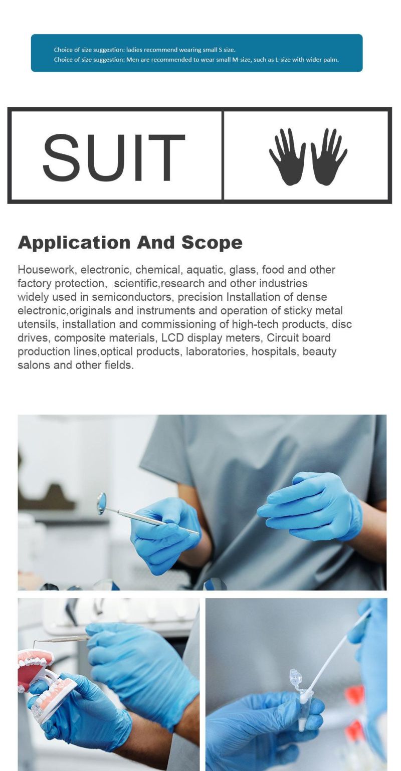 Blue/Black Disposable Medical Examination Powder Free Nitrile Large Gloves