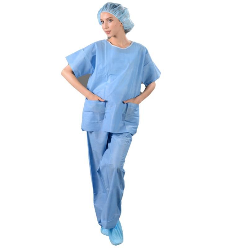 Disposable Nonwoven Hospital Patient Pajamas Suits, Scrub Suits