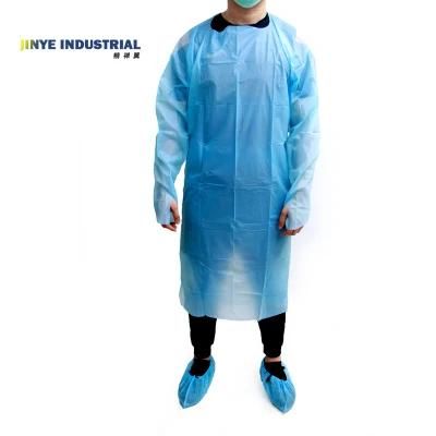 Wholesale Cheap Price CPE Waterproof Anti-Spray Blue Disposable Gown