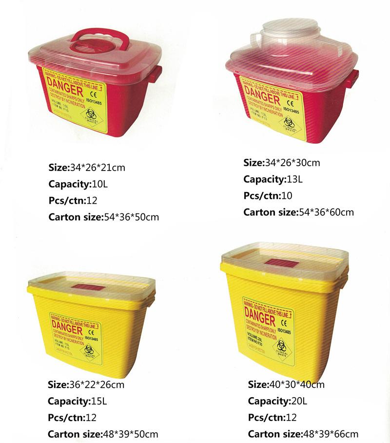 Plastic Sharps Container Biohazard Needle Disposal Box for Infectious Waste